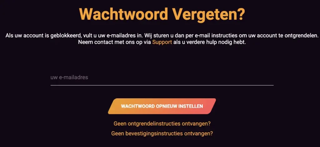 Formulier voor wachtwoordherstel