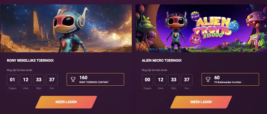 Banner van huidige online toernooien